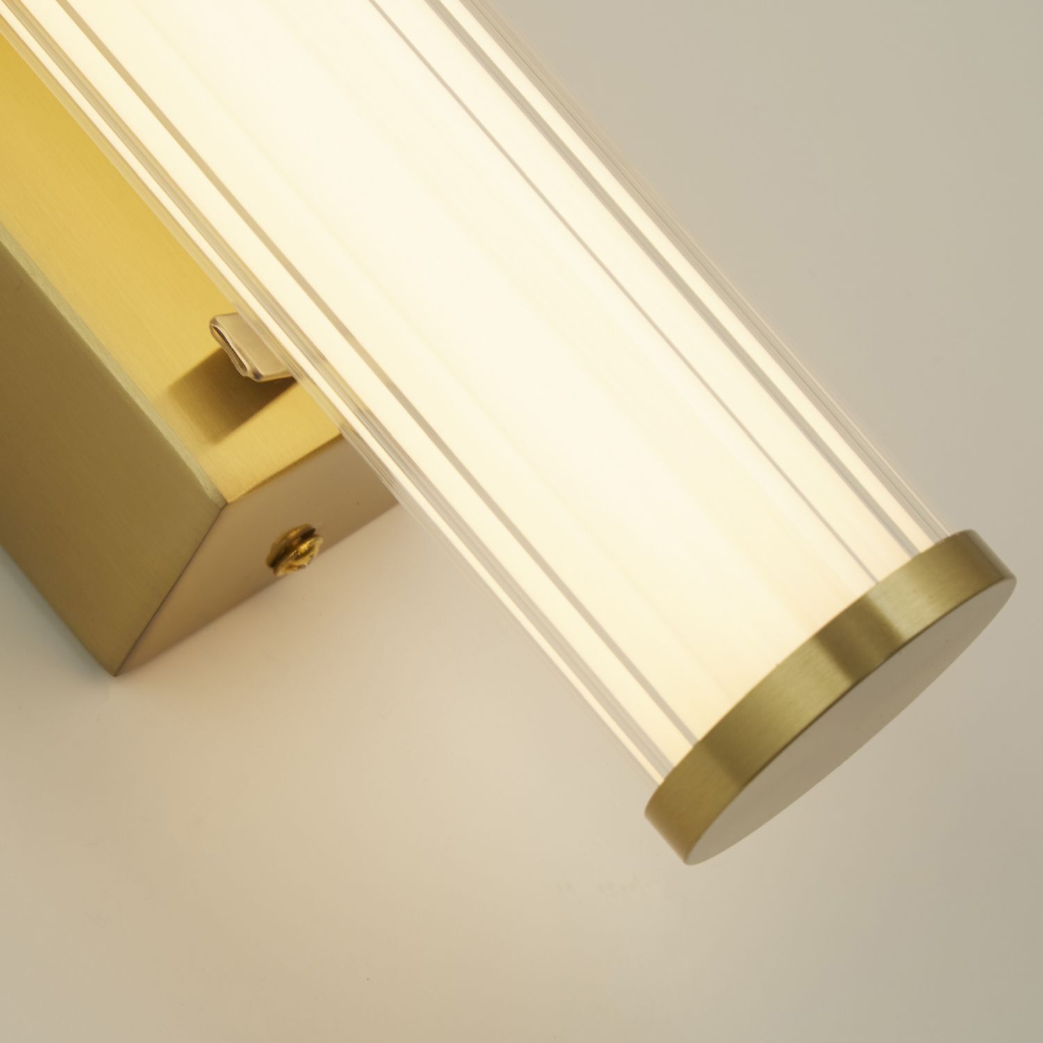 Applique LED Métal Verre IP44 H:32,5 cm en or blanc