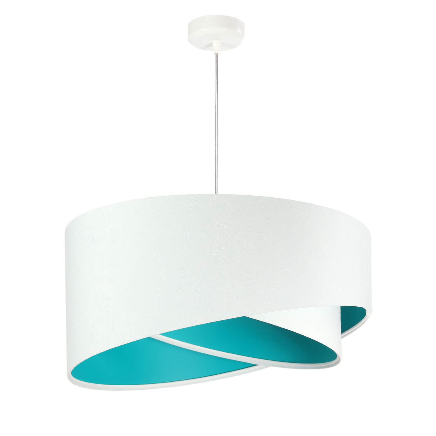 Lampe à suspendre Abat-jour Blanc Turquoise Tissu rond Ø50cm