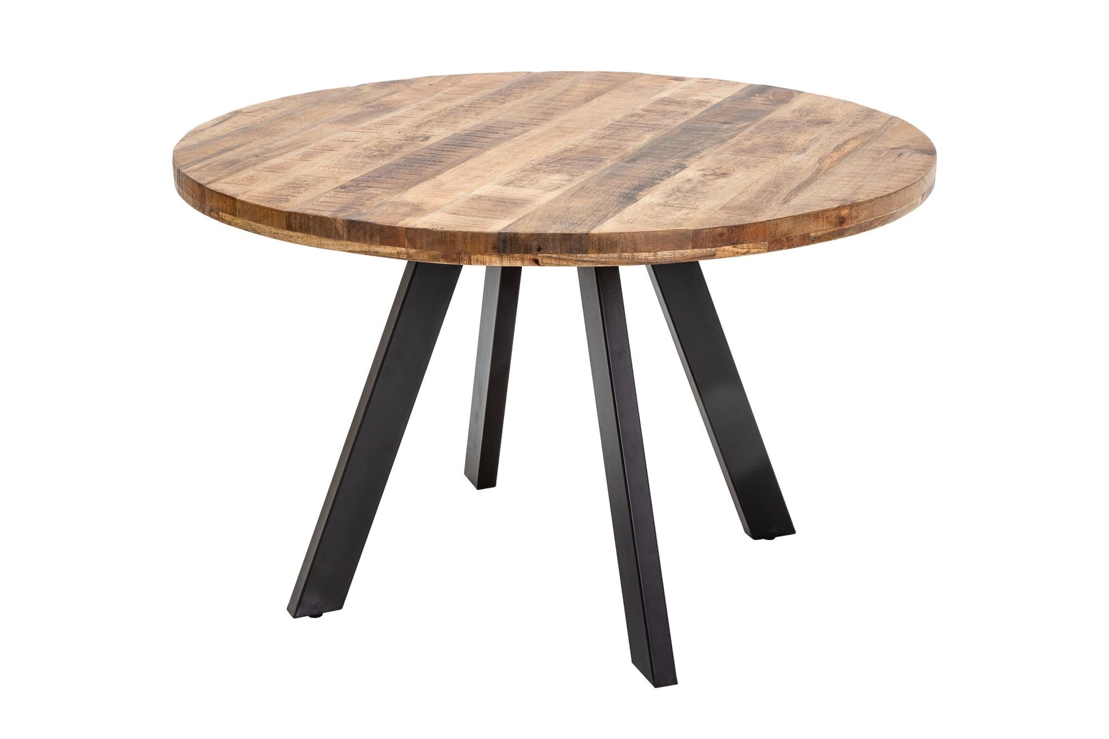 Table de salle à manger ronde Ø 120 cm bois de manguier métal design industriel