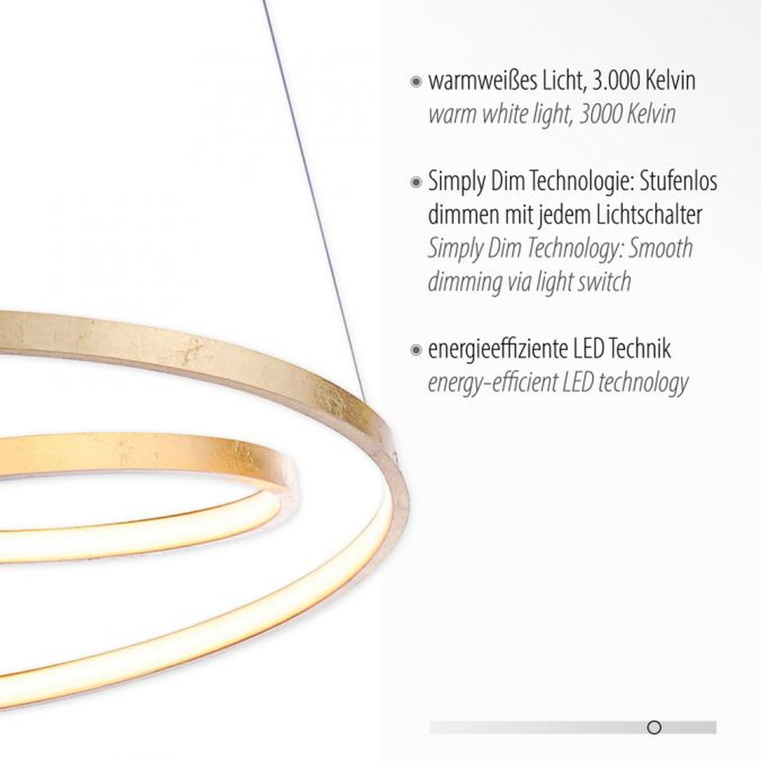 Suspension LED en feuille d'or L:55 cm 4000 lm dimmable Reifen, Zubehör