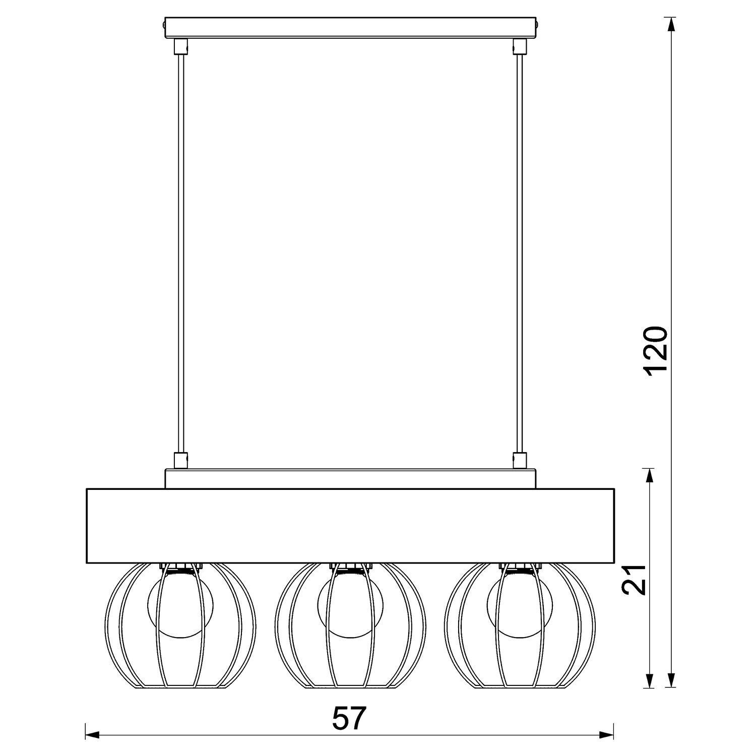 Lampe à suspendre bois métal noir 57 cm E27 fil 3-flmg