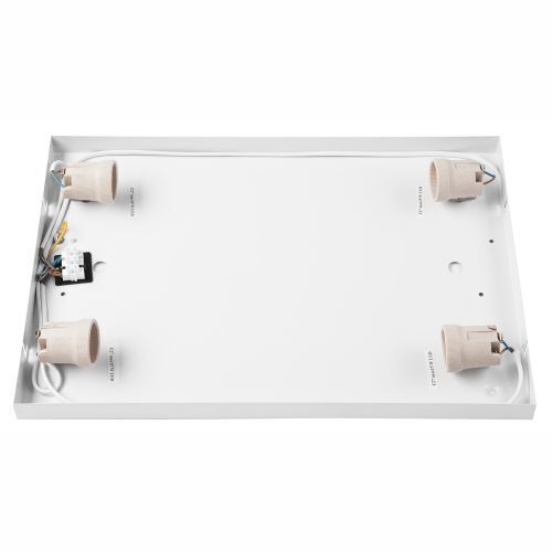 Deckenlampe klein eckig B: 45 cm Holz Metall für 4x E27 Weißes Brett, Baden, Wanne