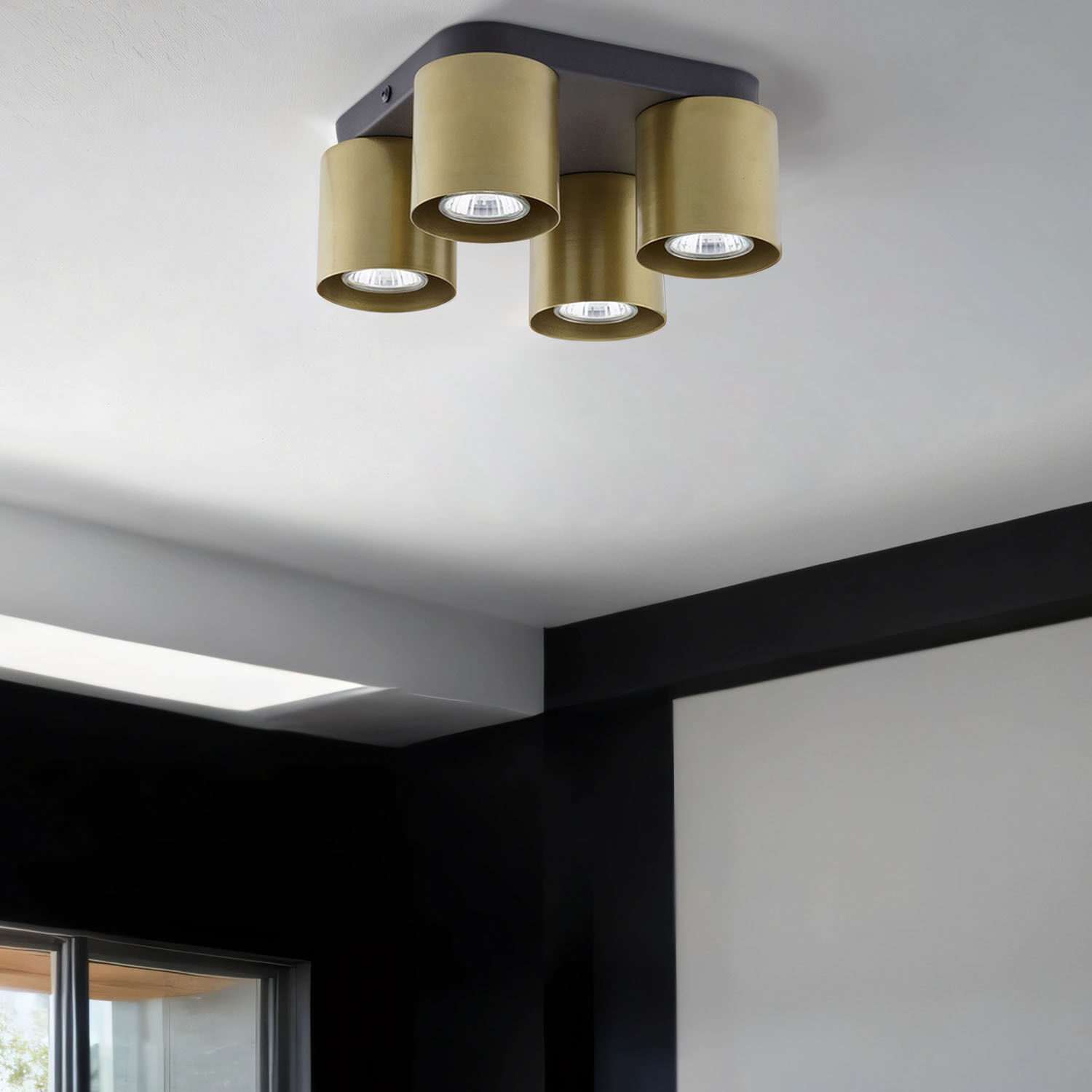 Plafonnier GU10 noir or 4-flamme élégant Deckenleuchte, Leuchte