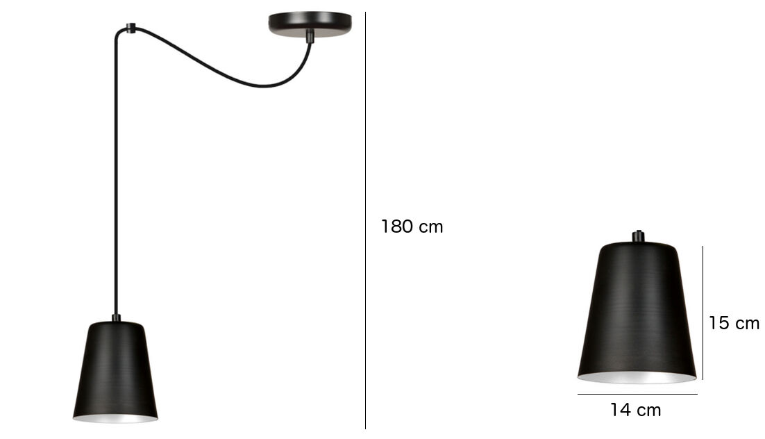 Lampe à suspendre avec abat-jour Noir Métal Intérieur Or E27