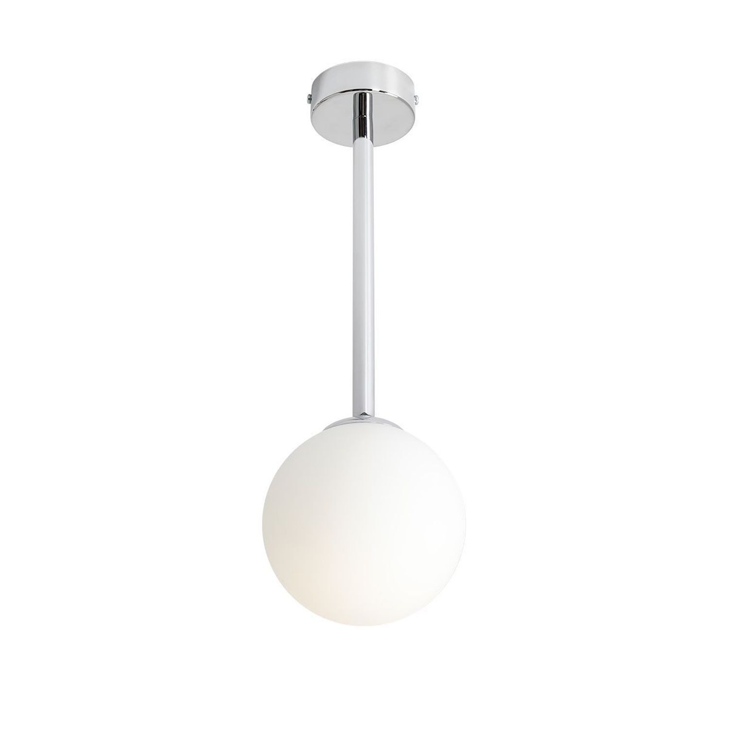 Plafonnier verre métal en chrome E14 Ø14 cm rond