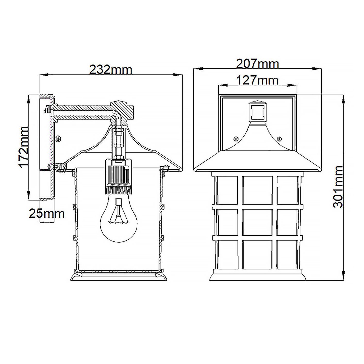 Lampe d'extérieur murale H : 30,1 cm IP44 noir E27