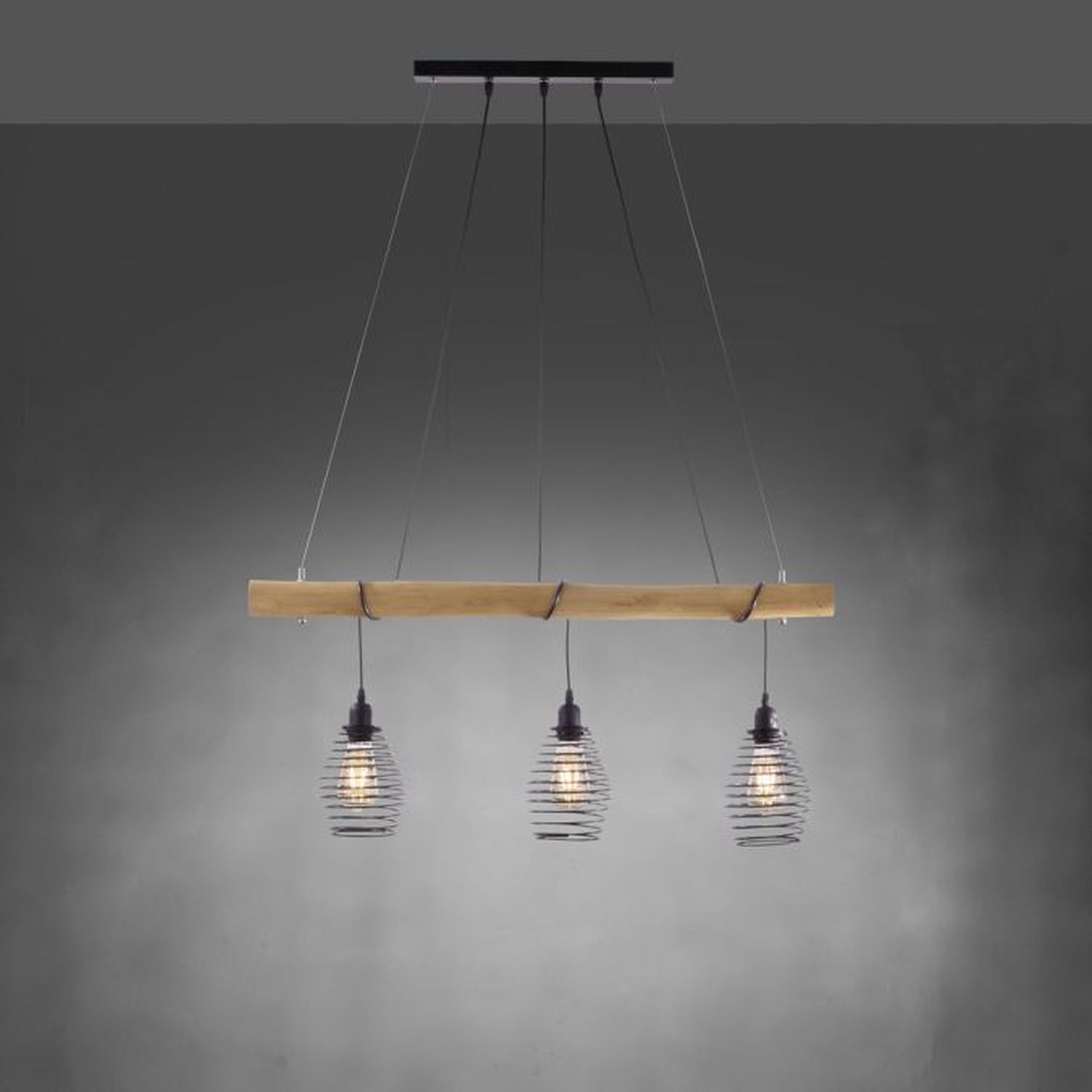 Suspensions E27 90 cm Noir Naturel Vintage Leuchter, Lampe