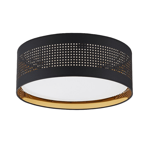 deckenleuchte, rund, metall, perforiert, goldene akzente