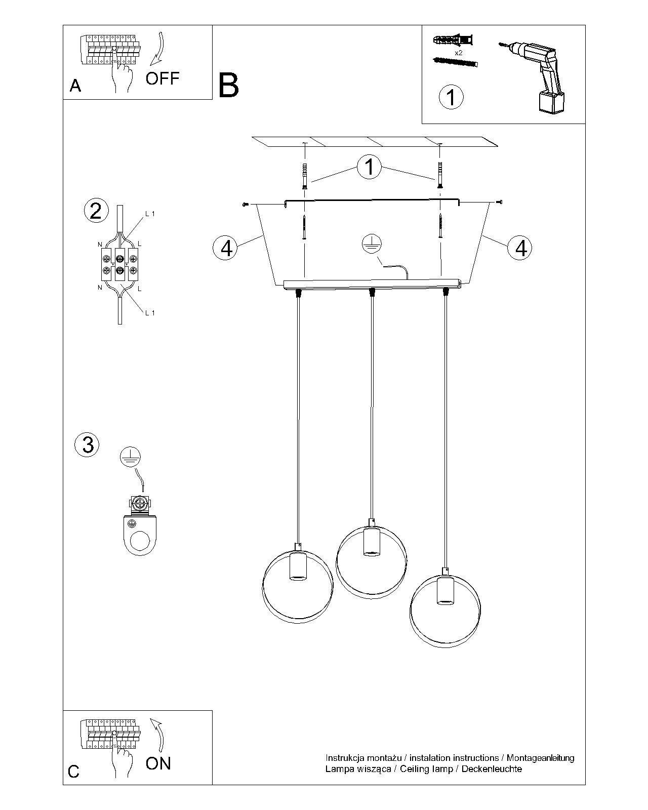 Lampe à suspendre Blanc Métal 3 flammes orientables E27