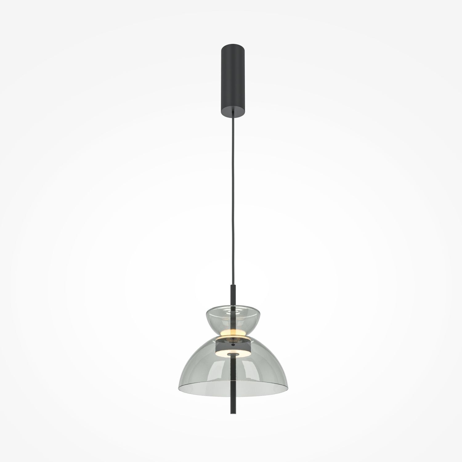 Suspension LED métal verre fumé H : max. 348 cm BRUNO