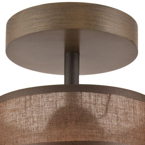 Plafonnier de salon BLAINE Bois Tissu Marron