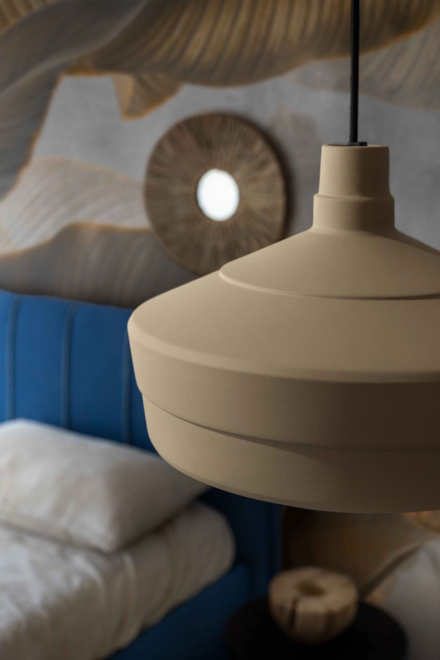 Lampe à suspendre céramique E27 D : 36 cm rond H : max. 146 cm