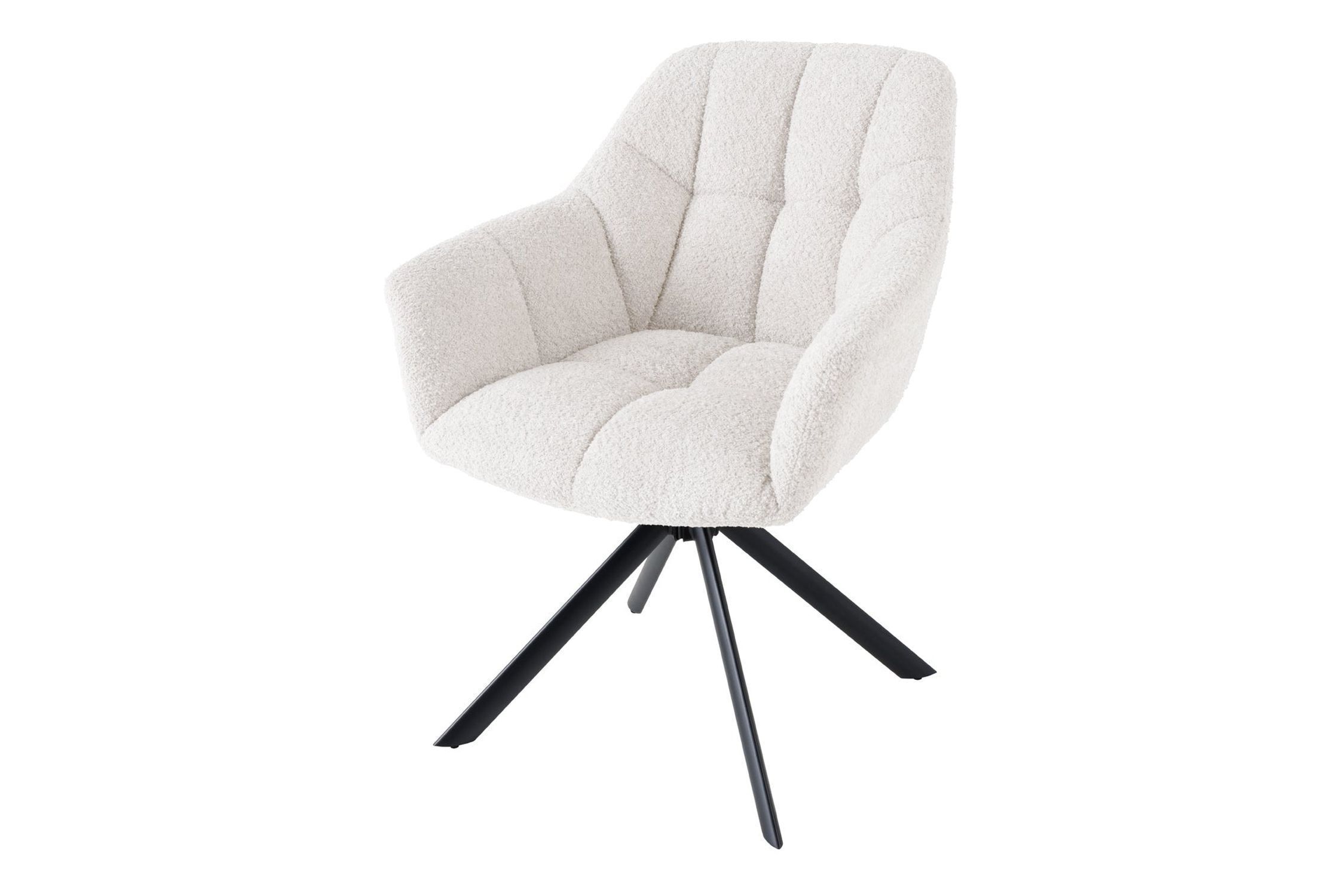 Chaise pivotante Blanc Bouclé Métal Rétro sans roulettes SONIA