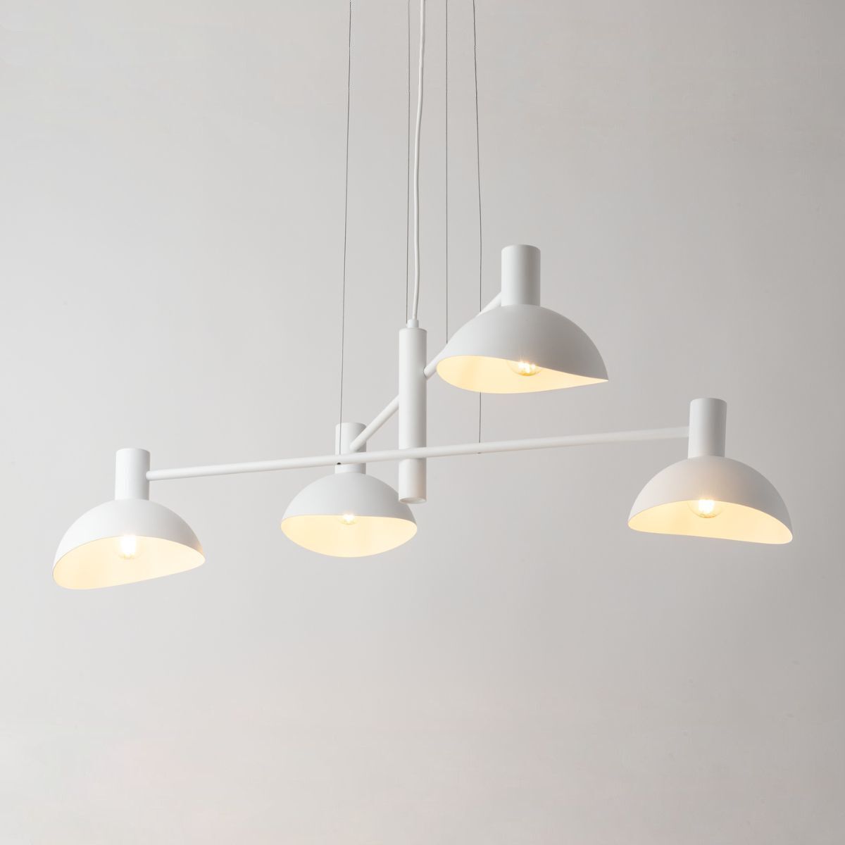 Lampe à suspendre blanche en métal 4-flamme L:90 cm Moderne