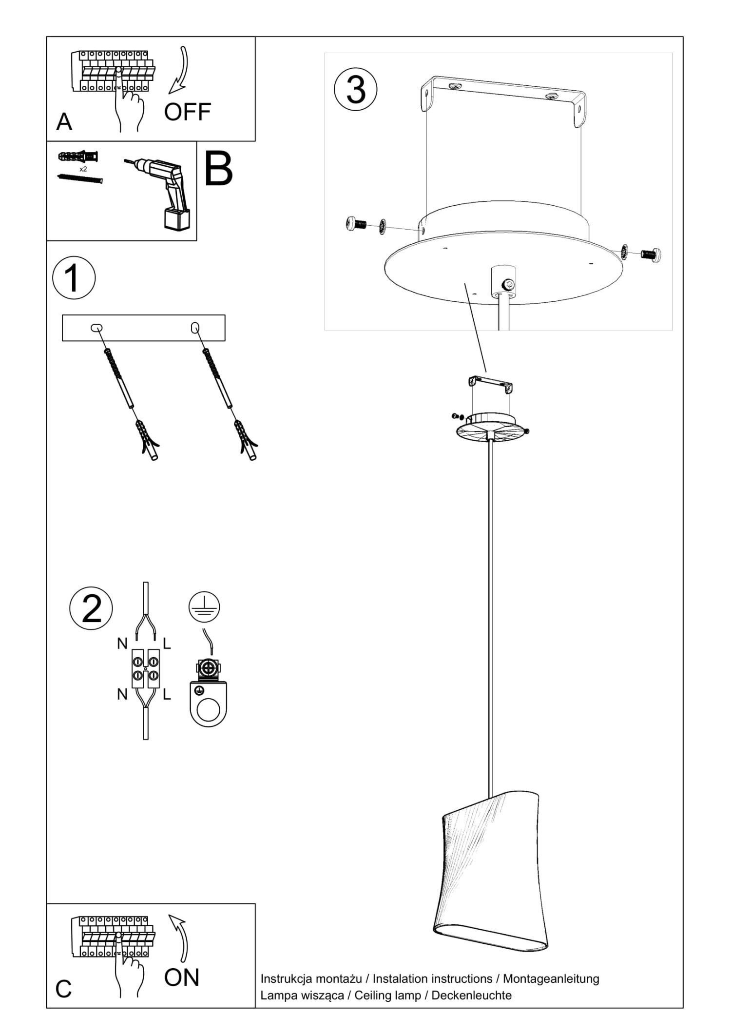 Lampe à suspendre Noir Tissu Abat-jour Moderne E27 GINAN