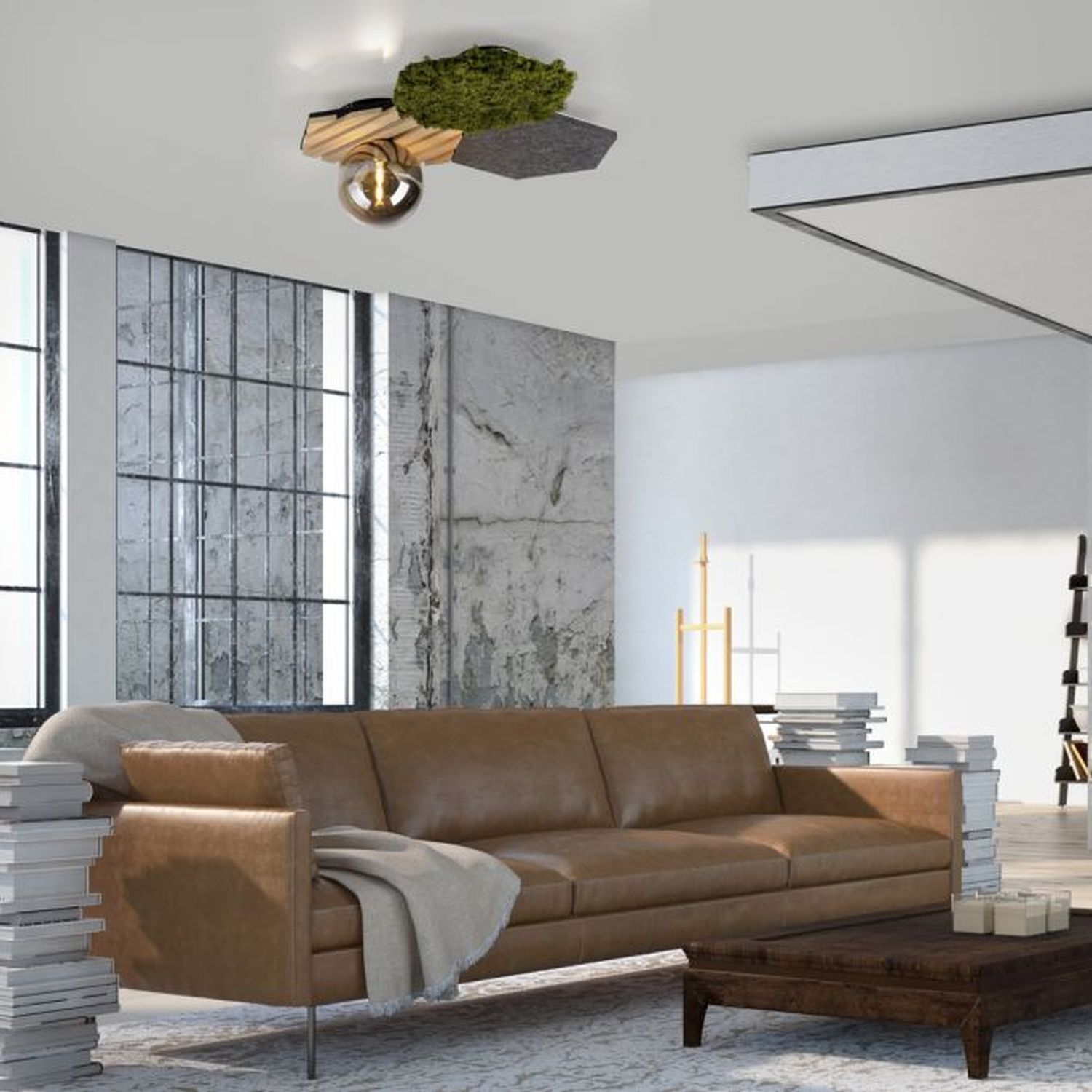 Plafonnier LED feutre chêne mousse verre fumé G9 faible éblouissement Innenarchitektur, Couch, Dekoration für Zuhause, Wohnzimmer, Lampe