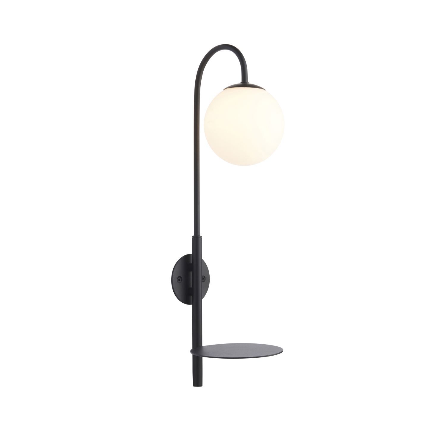 Applique avec câble Interrupteur Tablette H : 54 cm Métal Verre