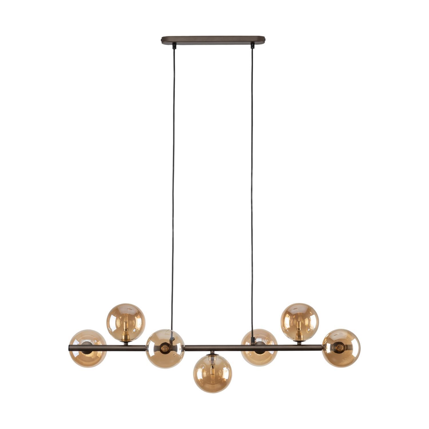 Suspension métal verre fumé L : 90 cm H : max. 153 cm 7x G9