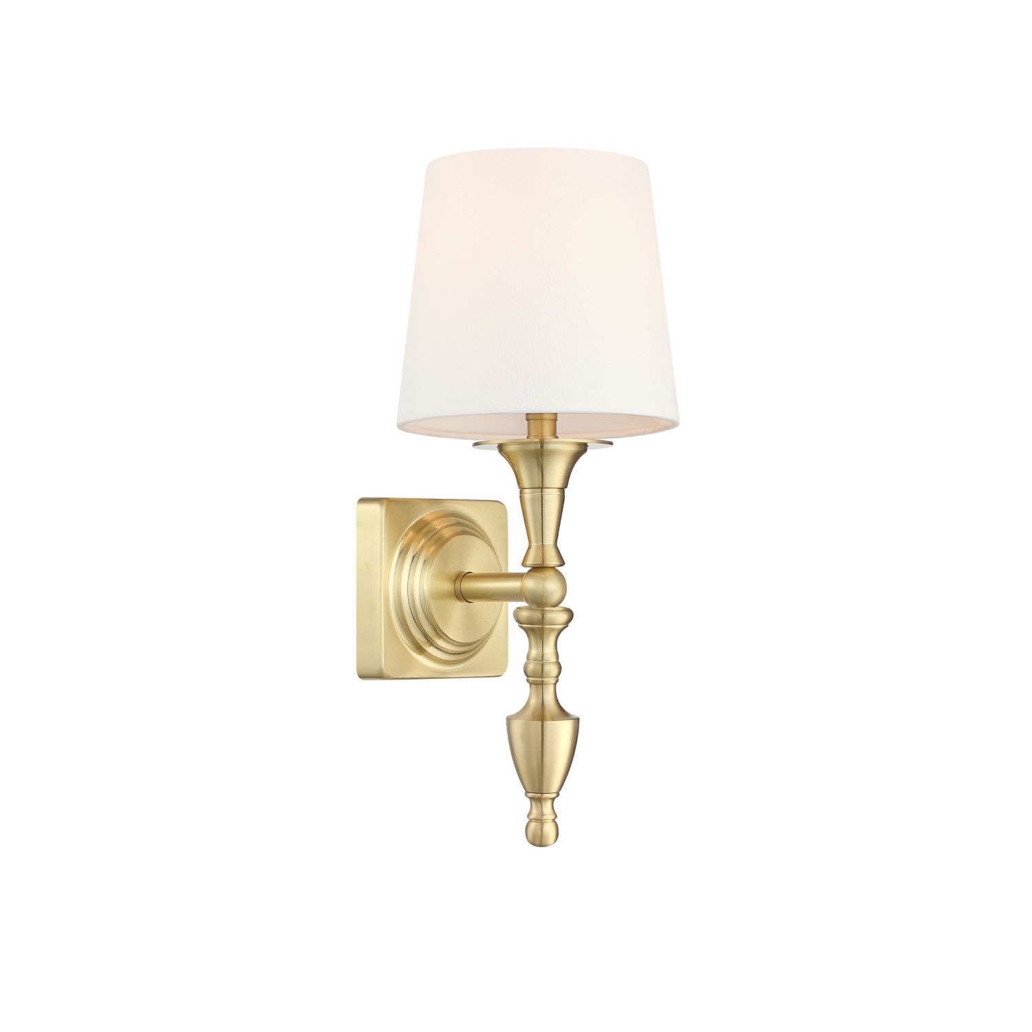 Wandlampe Messing Weiß E27 Rustikal Metall Stoff 36,4 cm hoch