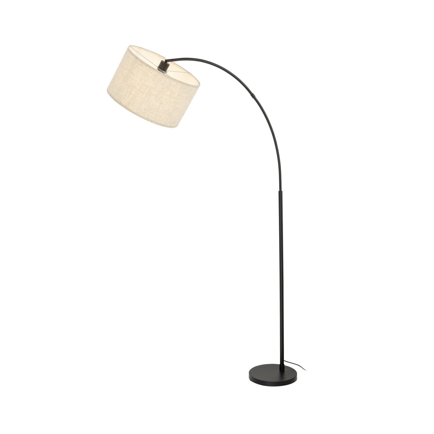 Luminaire en arc 200 cm réglable Tissu Métal Noir Beige E27 Lampe, Lampenschirm