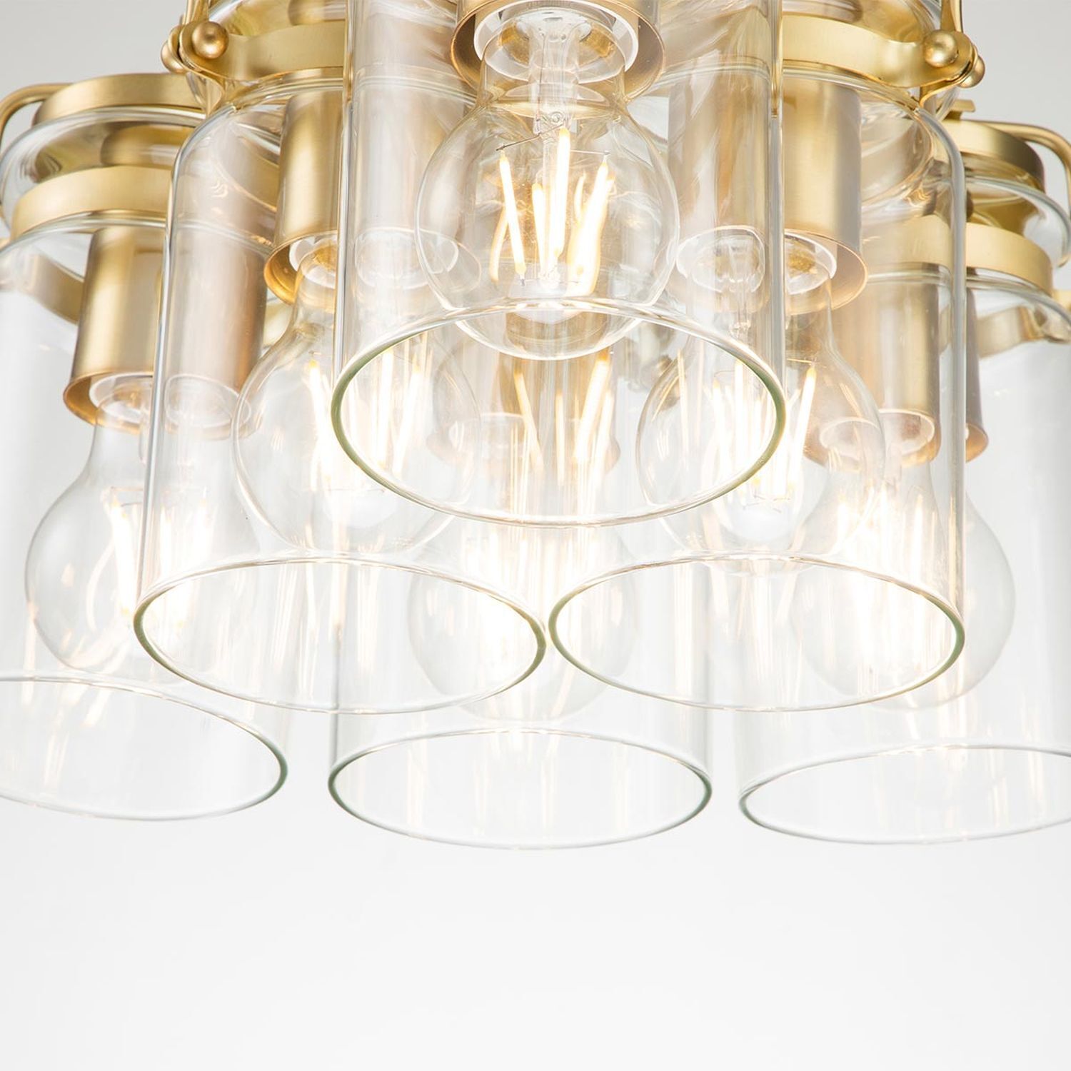 Suspension métal verre 6x E27 en laiton ajustable