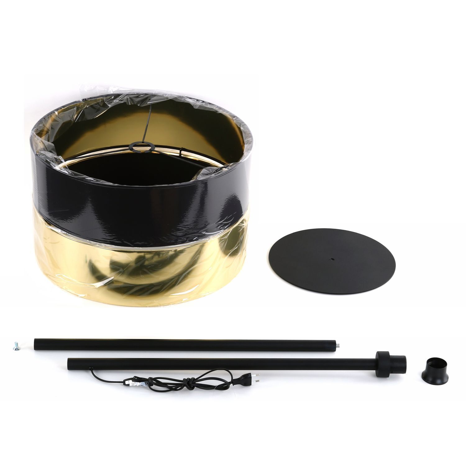 stehleuchte-stehlampe-neske-1-flammig-schwarz-gold-modern-191-2 Lampenaufsatz, Schirm, Lampenfuß, Ständer, Kabellage