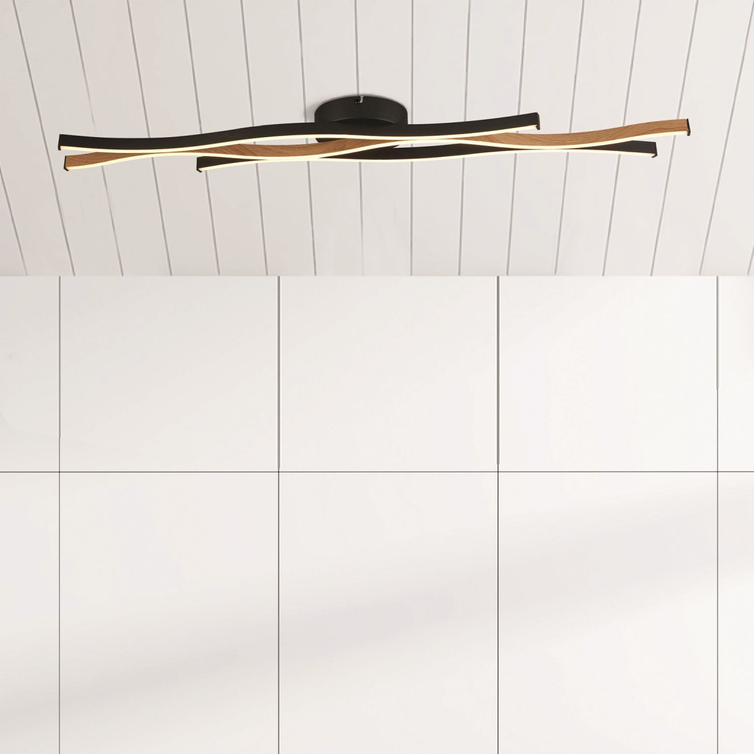 Lampe de plafonnier LED à intensité variable Noir Naturel L:108 cm 953 lm