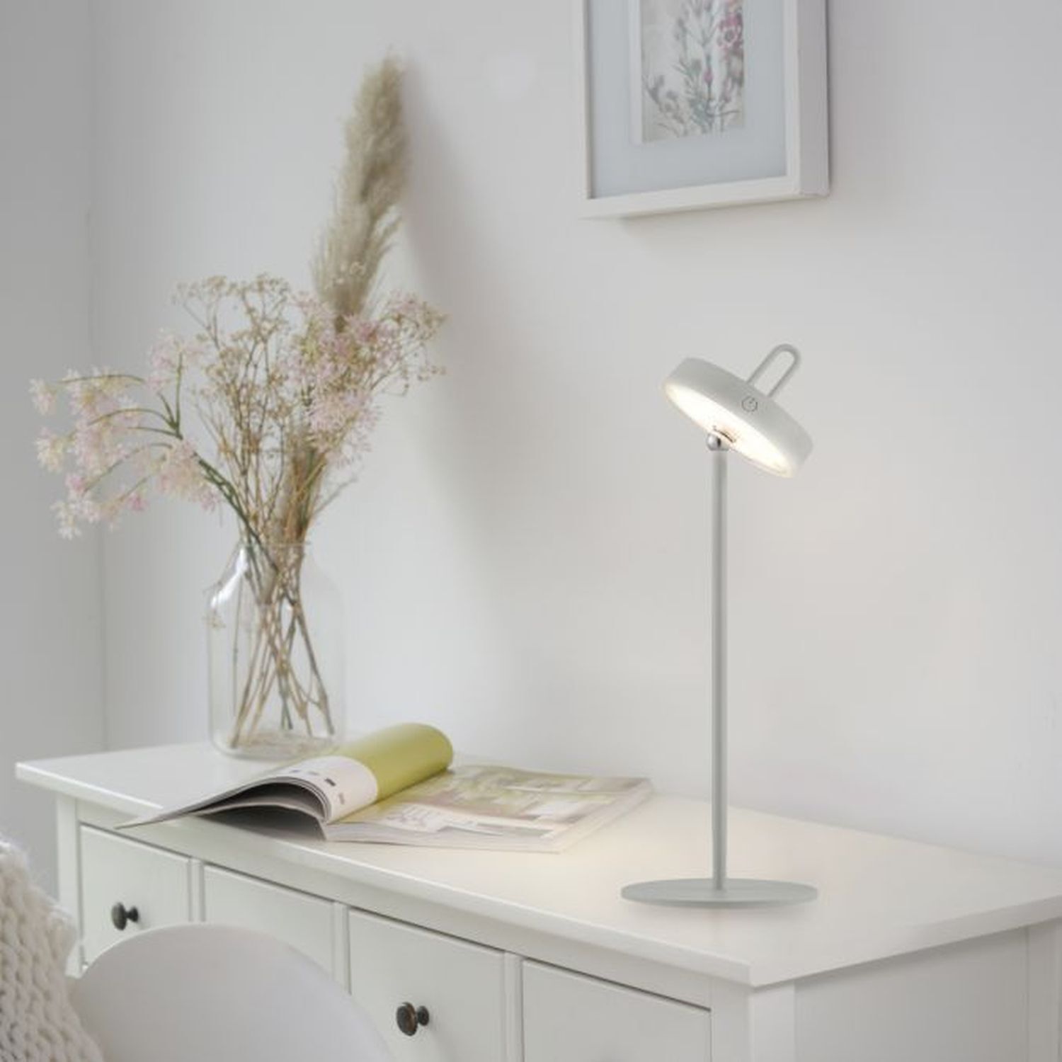 Lampe de table LED rechargeable Greige Dimmer Touch IP44 47,2 cm Lampe