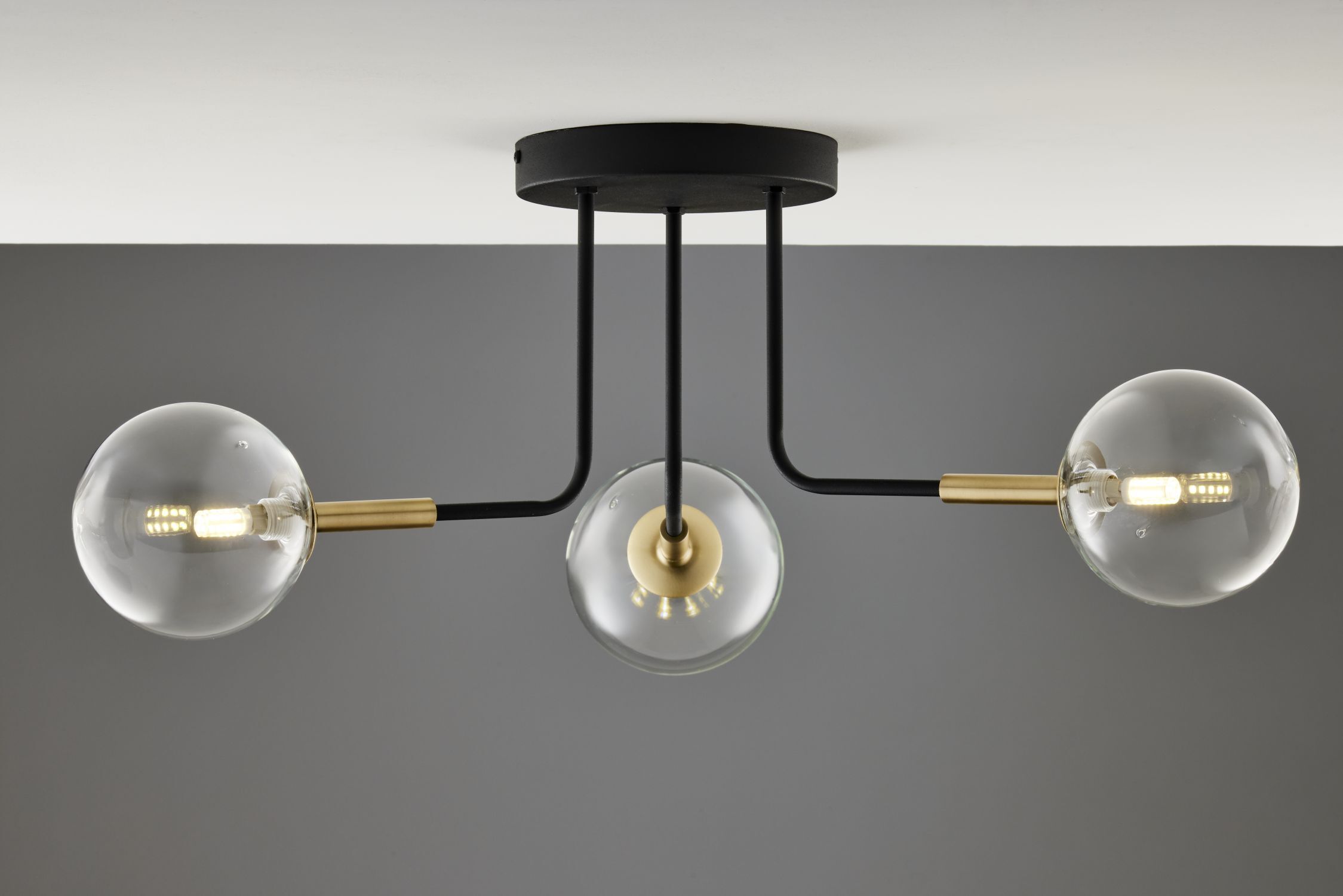 Deckenleuchte 3-flammig Metall Glas in Schwarz Gold G9 Deckenleuchte, Kronleuchter, Lampe