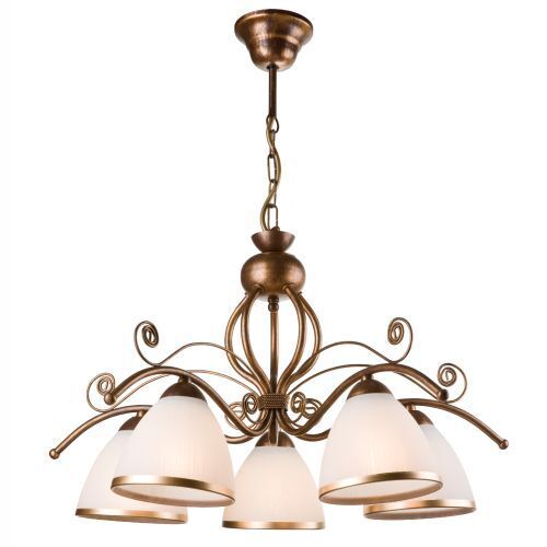 Lampe à suspendre Shabby brun antique métal 5 flammes