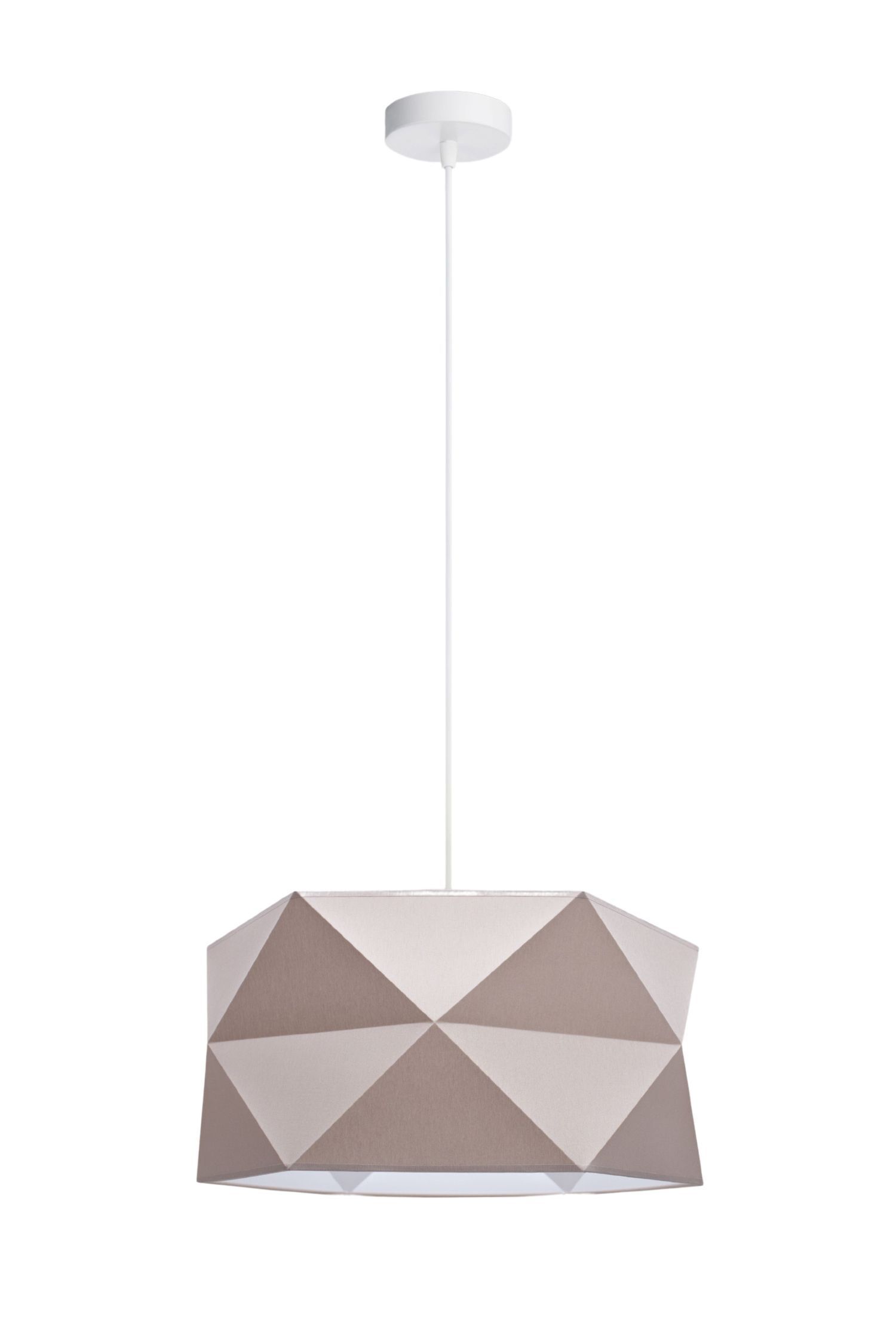 Pendelleuchte Stoffschirm Weiß Braun blendarm E27 L:70 pendant lamp, geometric shade, geometric, beige pattern, ceiling light