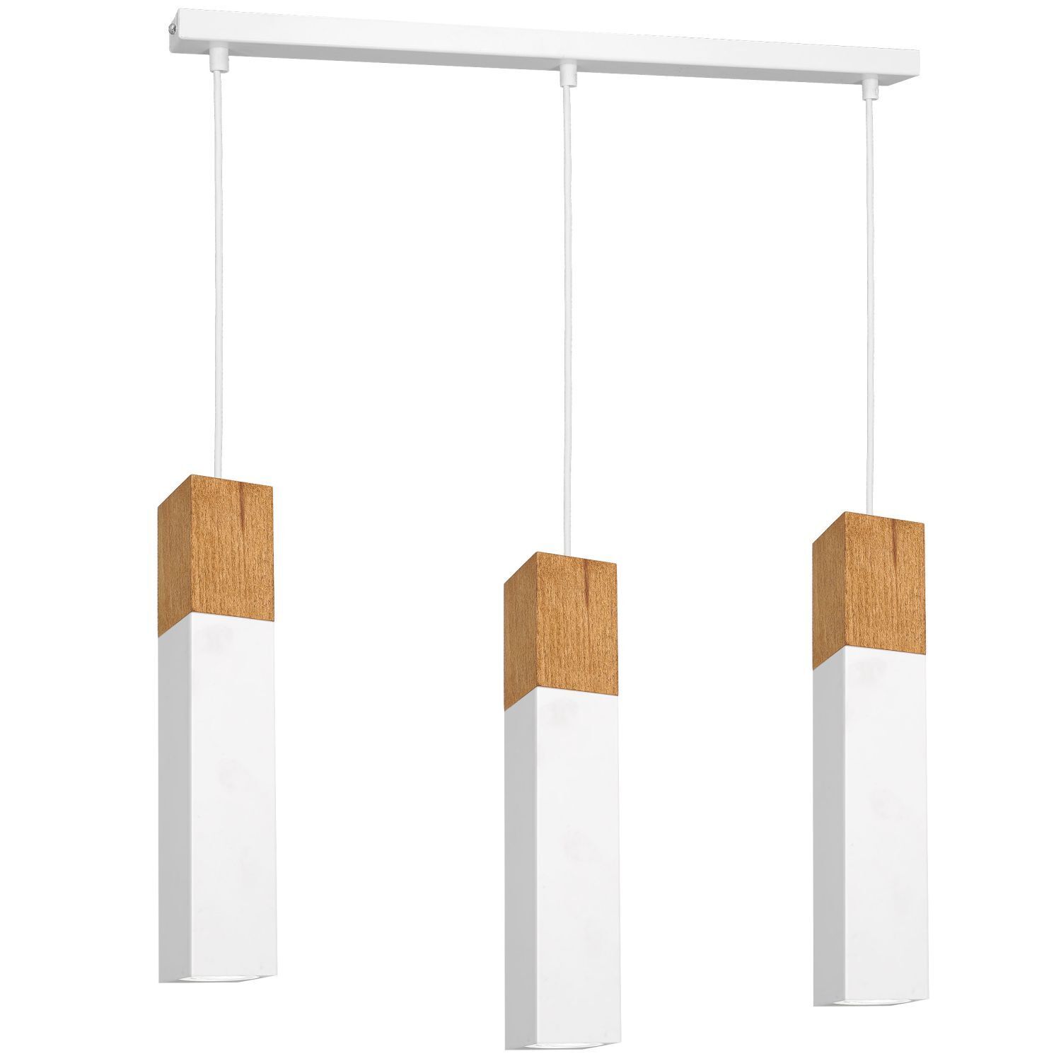 Lampe à suspendre Blanc Métal Bois Scandinave 3