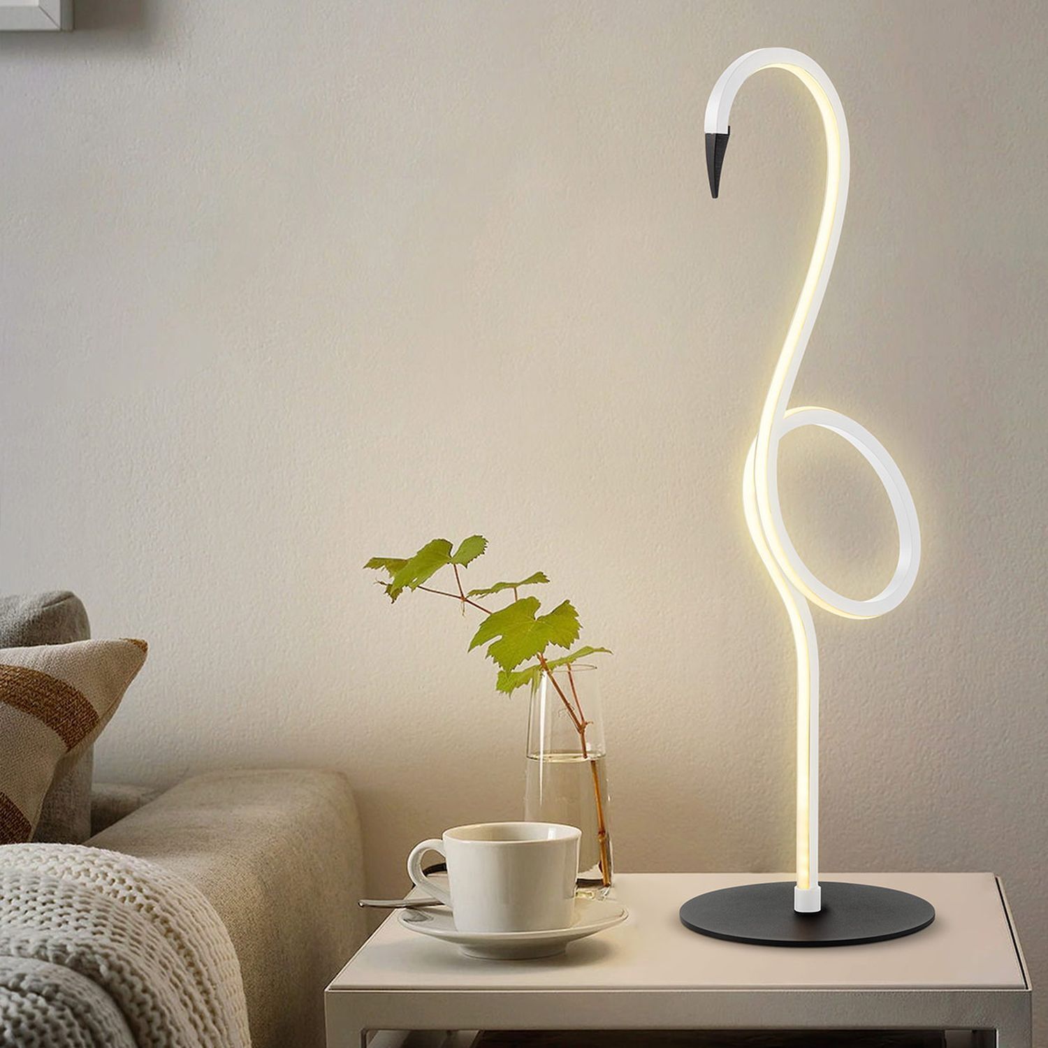 Lampe de table décorative LED Flamingo 50 cm Blanc Métal 3000 K