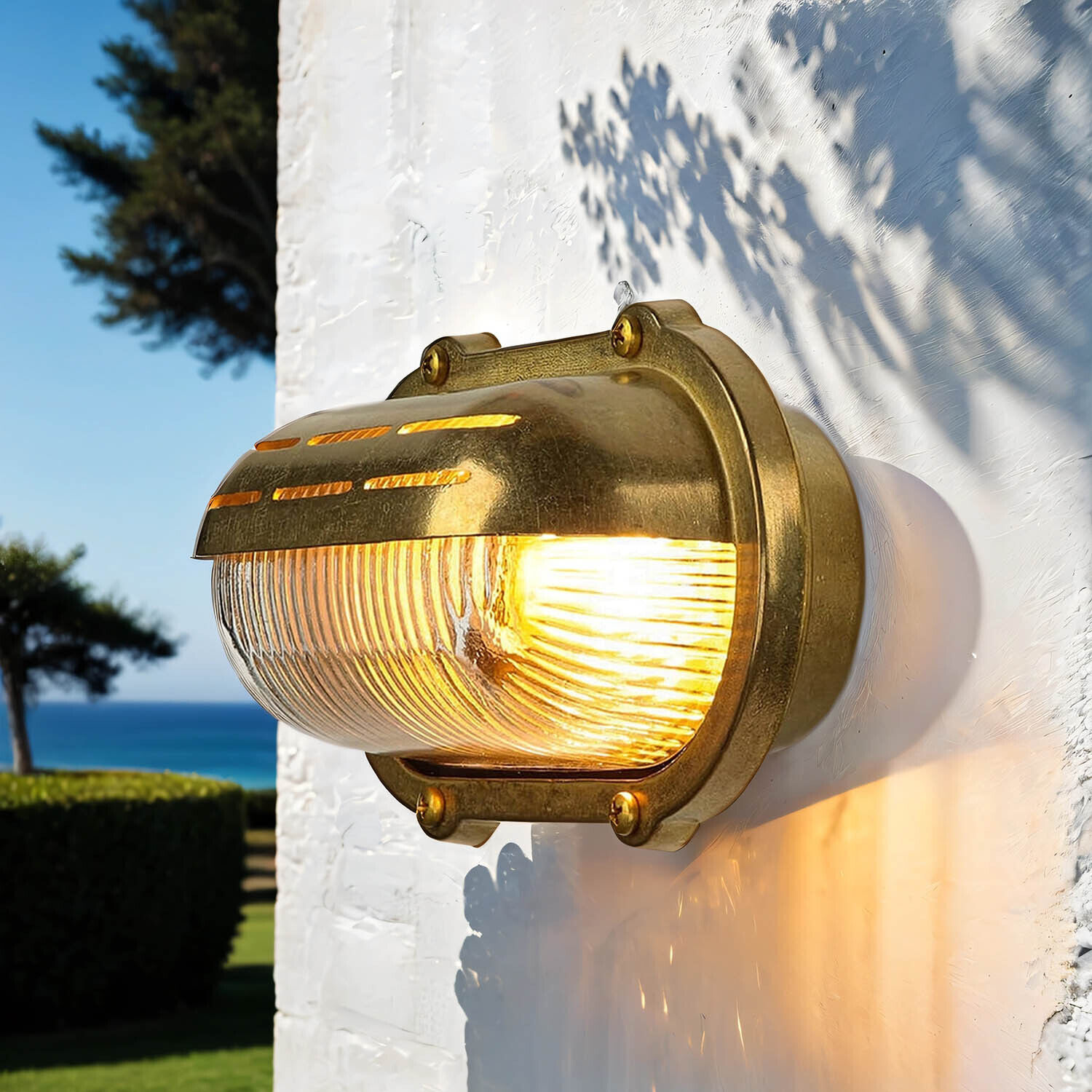 Lampe murale extérieure laiton Maritim ovale IP64 porte d'entrée