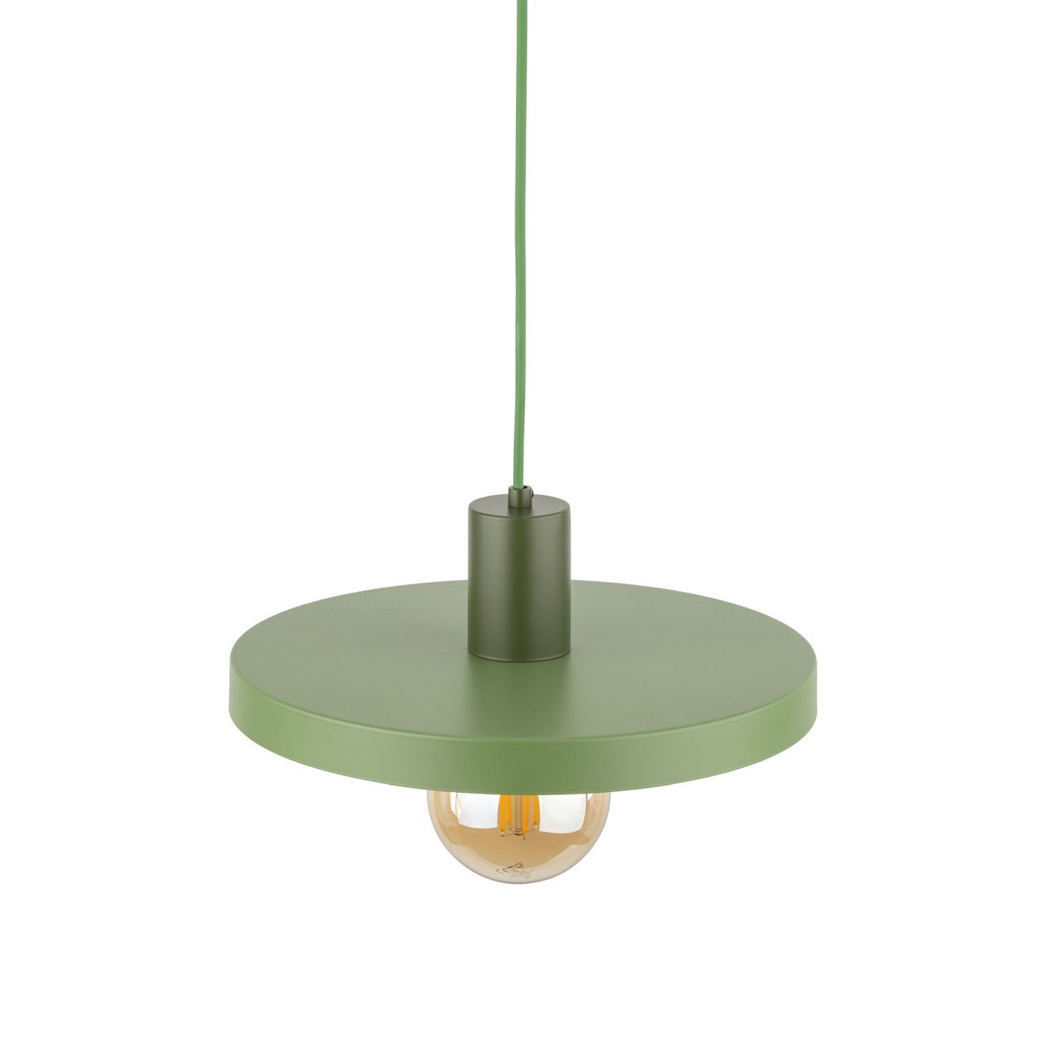 Suspension verte E27 Ø30 cm ronde Vintage métal