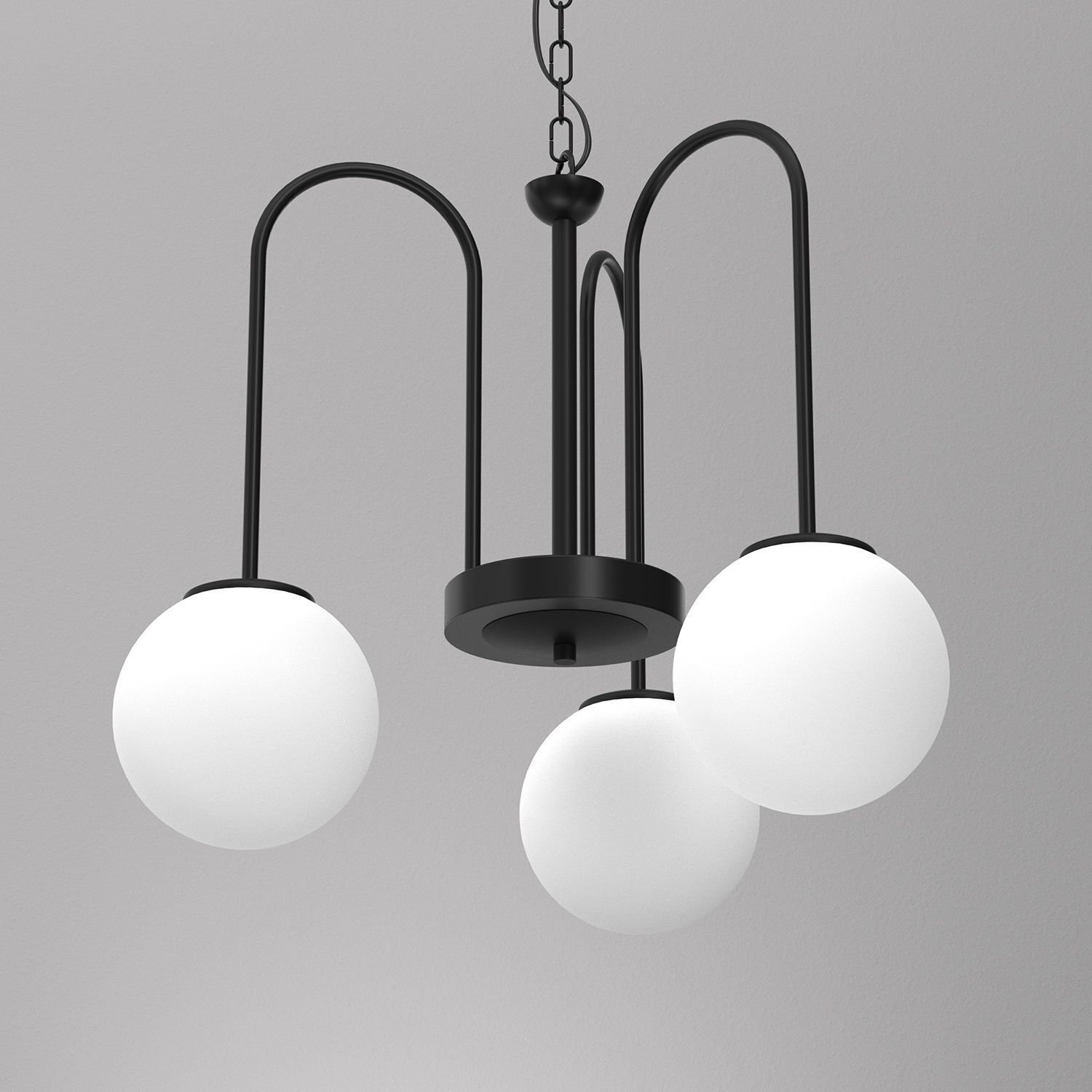 Suspension 3 flammes verre métal E14 Ø51 cm rond