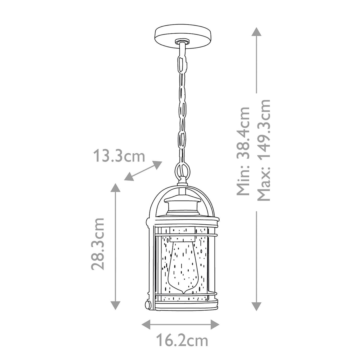 Lampe d'extérieur suspendue verre alu E27 IP44 réglable en hauteur Maritim