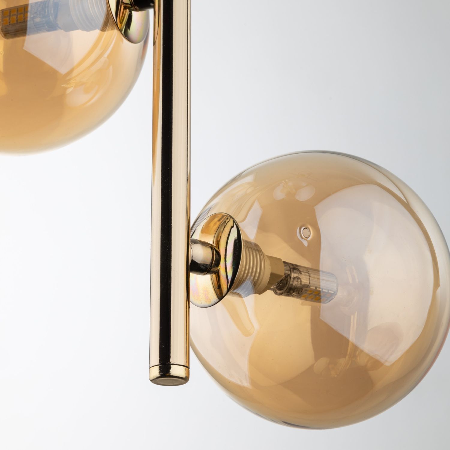 Suspension verre fumé métal L : 23cm en or ambre MIEKE