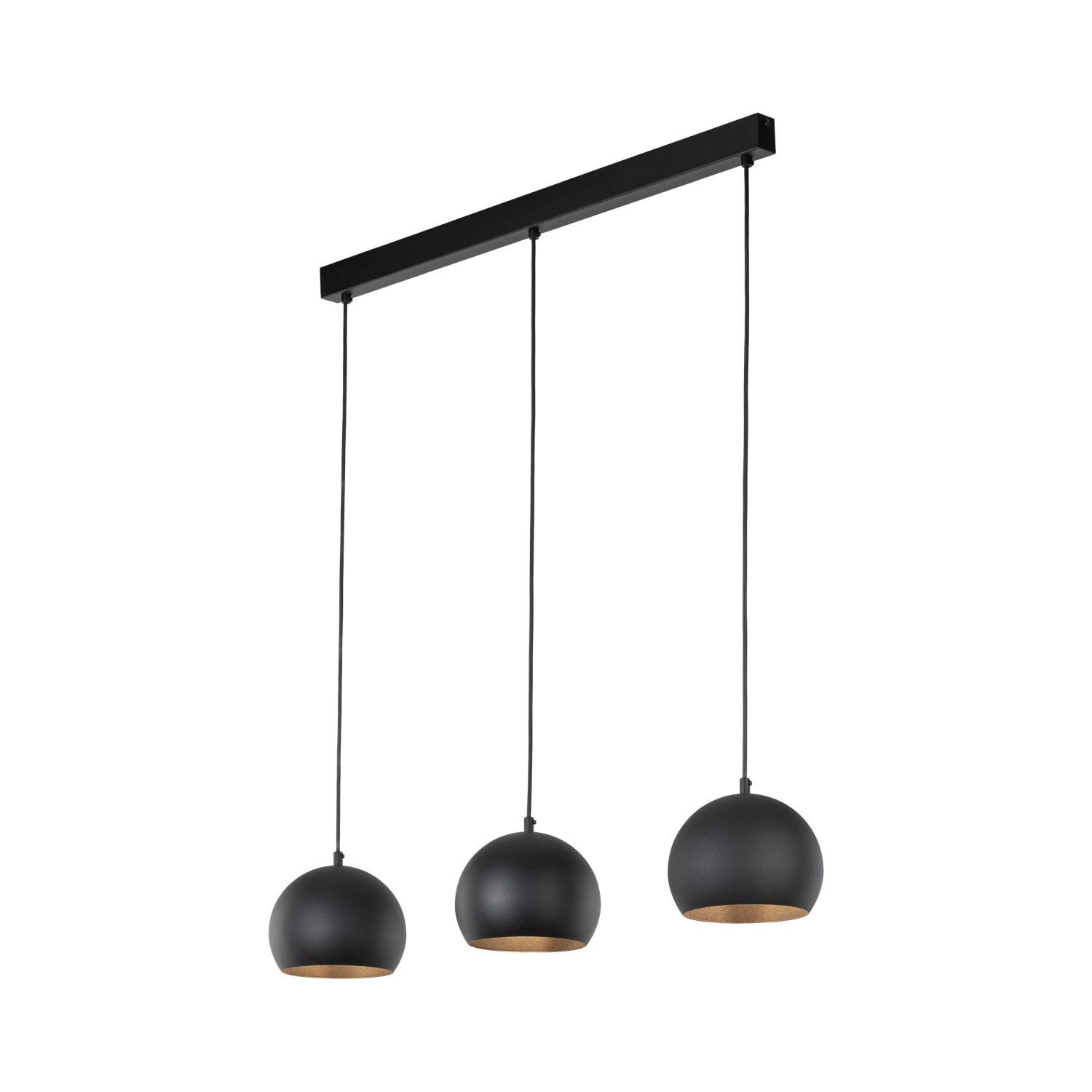 Suspension noire 3 flammes E27 L : 81 cm réglable en hauteur Lampe