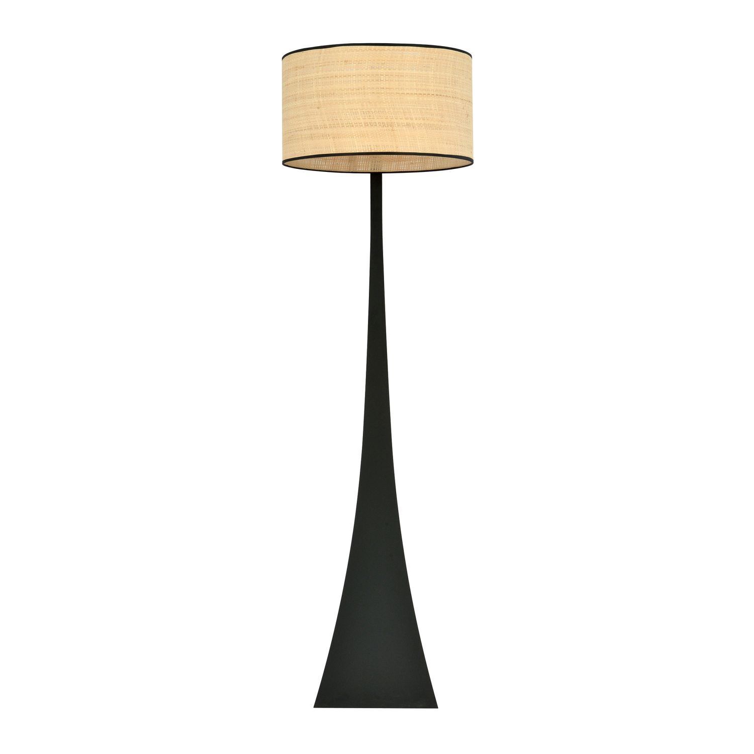 Lampadaire en métal rotin 157 cm Moderne en noir naturel E27