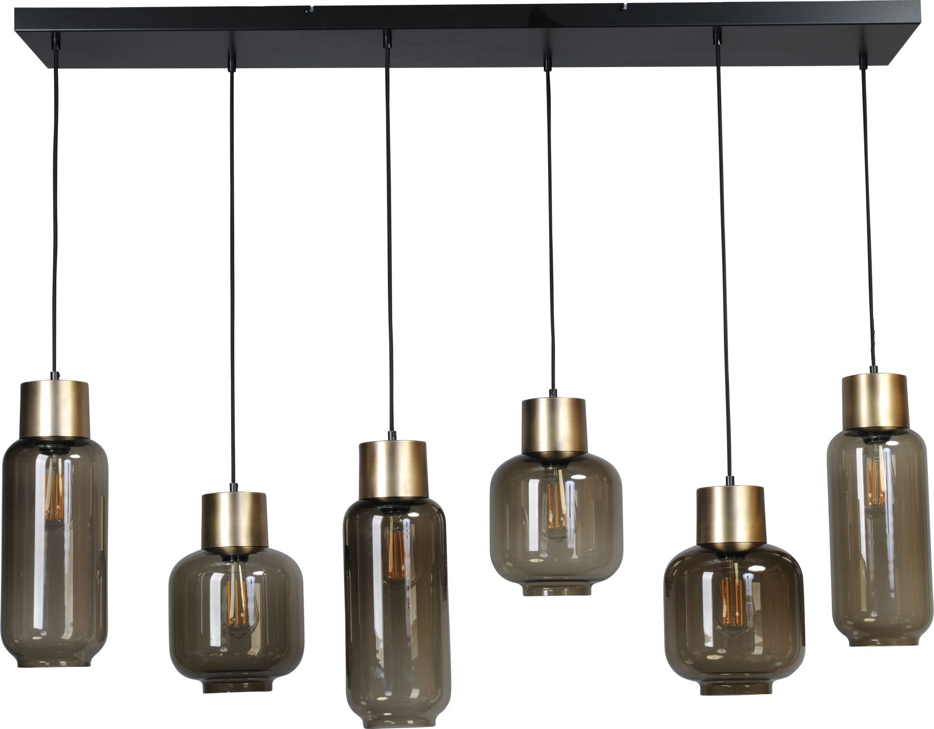 Lampe à suspendre 130 cm de long 6-flamme E27 verre métal