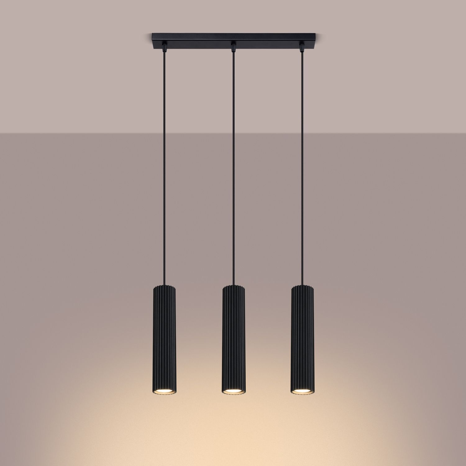 Suspension à 3 flammes GU10 L : 45 cm Noir Moderne BERTA