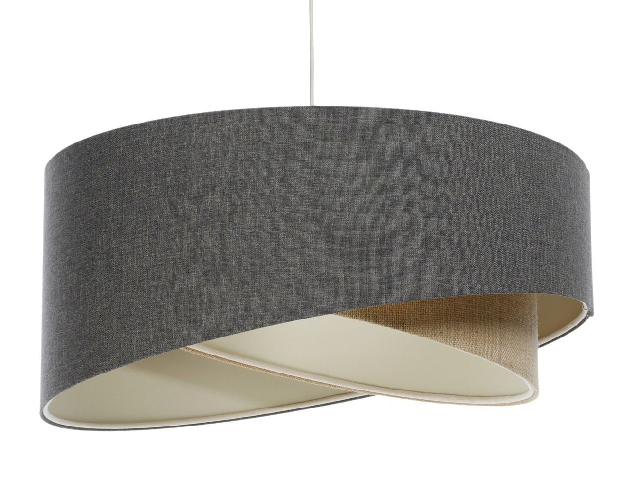 Suspension Marron Beige E27 ronde Ø 60 cm Tissu Moderne