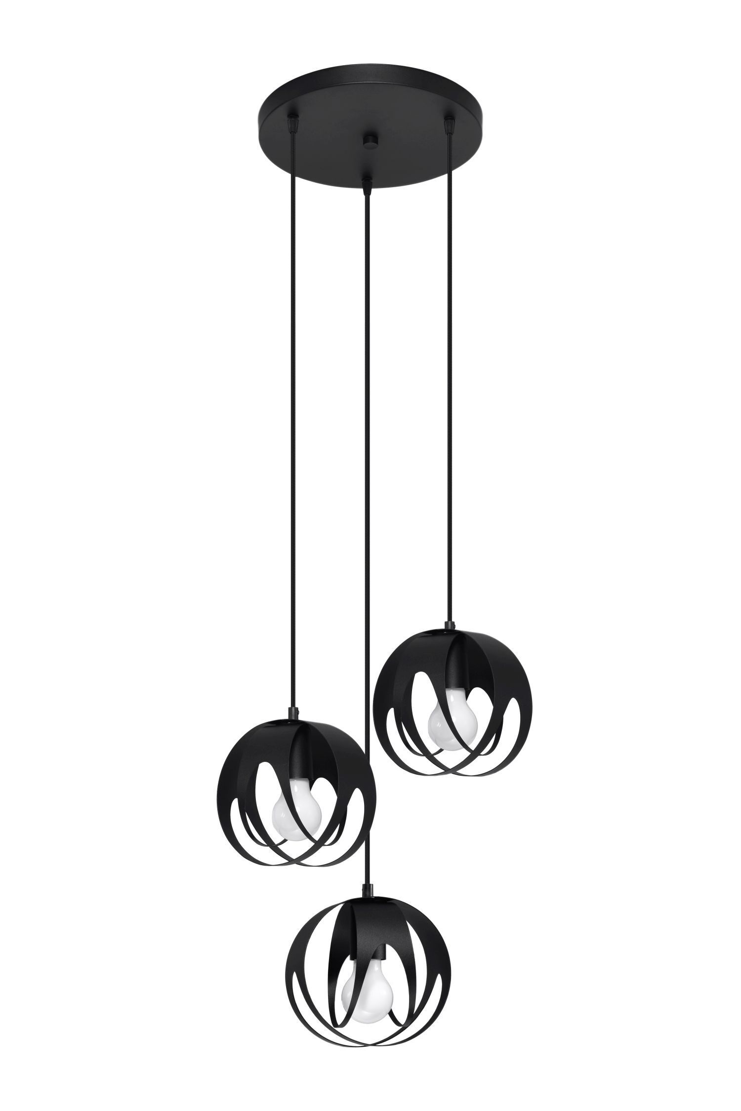 Lampe à suspendre Moderne Ø 30 cm Métal 3-flamme E27 Noir