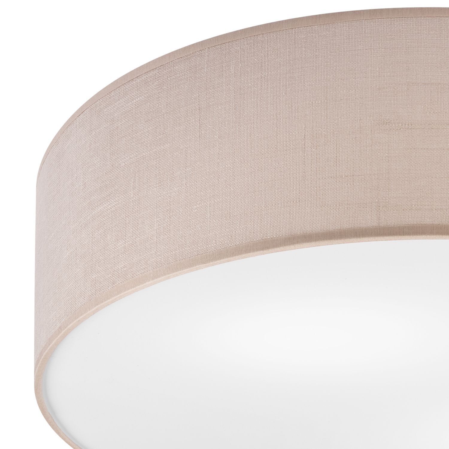 Plafonnier Tissu Ø 45 cm rond plat faible éblouissement Beige 2x E27