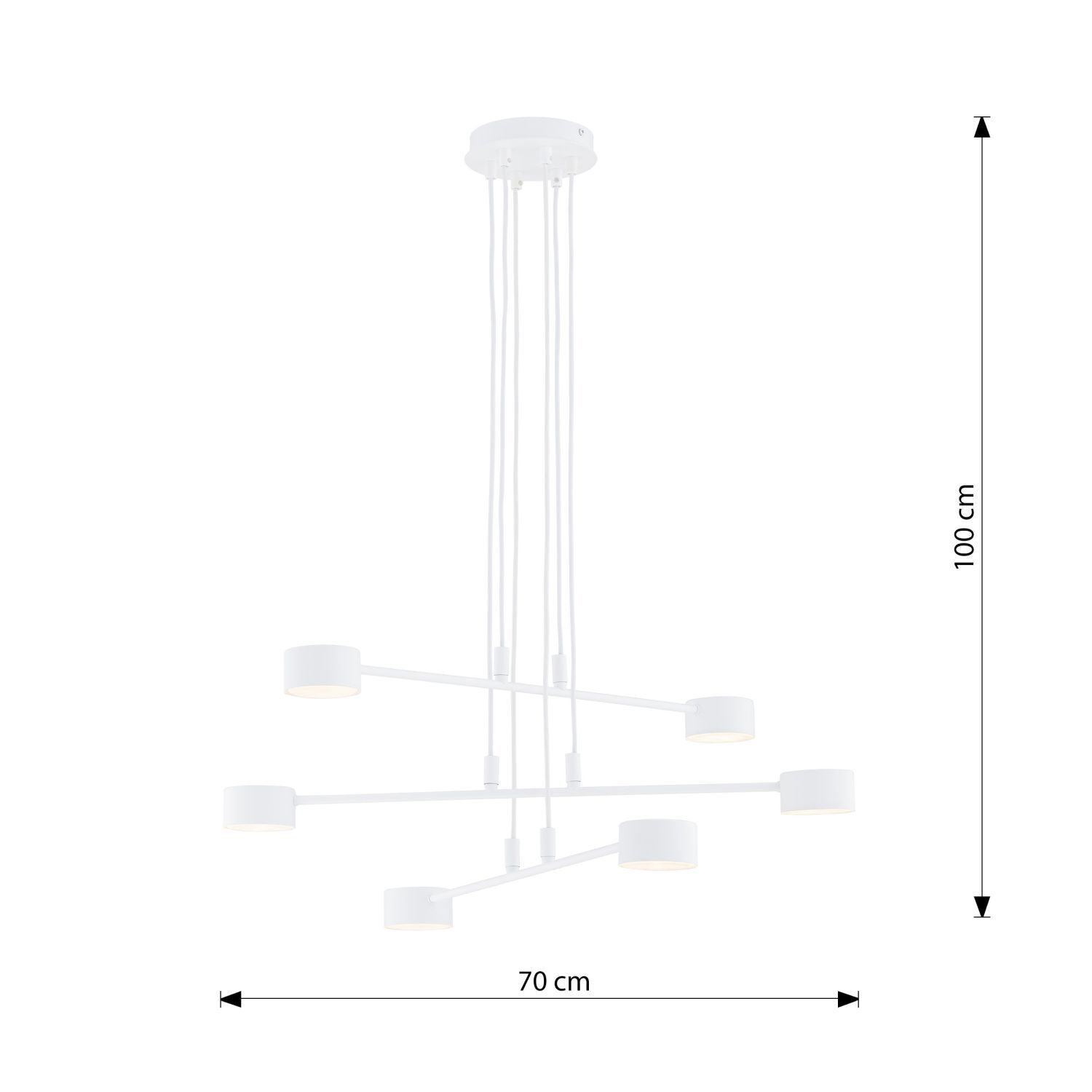 Suspension métal blanc L : 70 cm H : max. 100 cm réglable Leuchter, Lampe