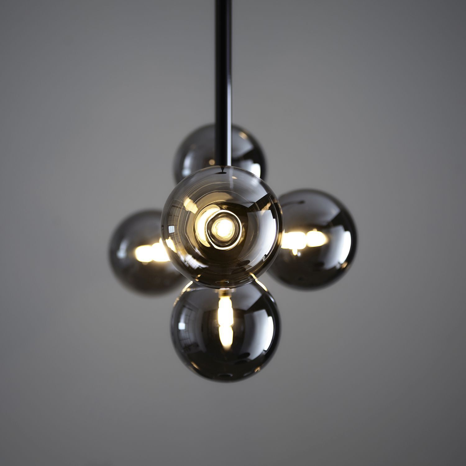Lampe de plafonnier verre fumé métal longueur 90 cm H : max. 117 cm G9