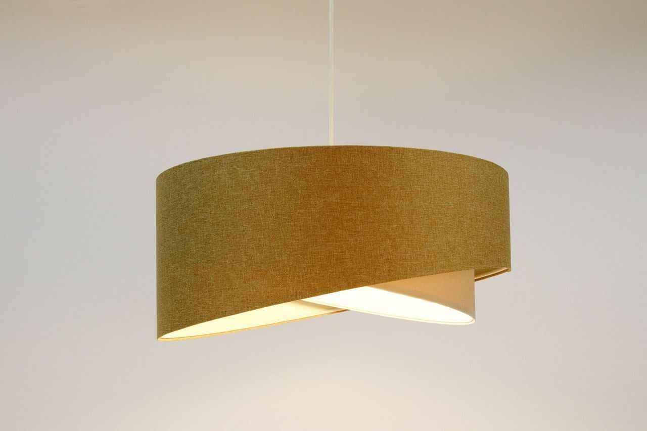 Lampe à suspendre Beige Crème 45 cm E27 réglable Abat-jour en tissu