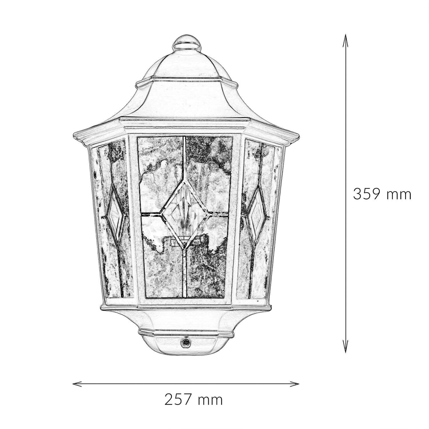 Applique extérieure verre d'église IP43 noir maison