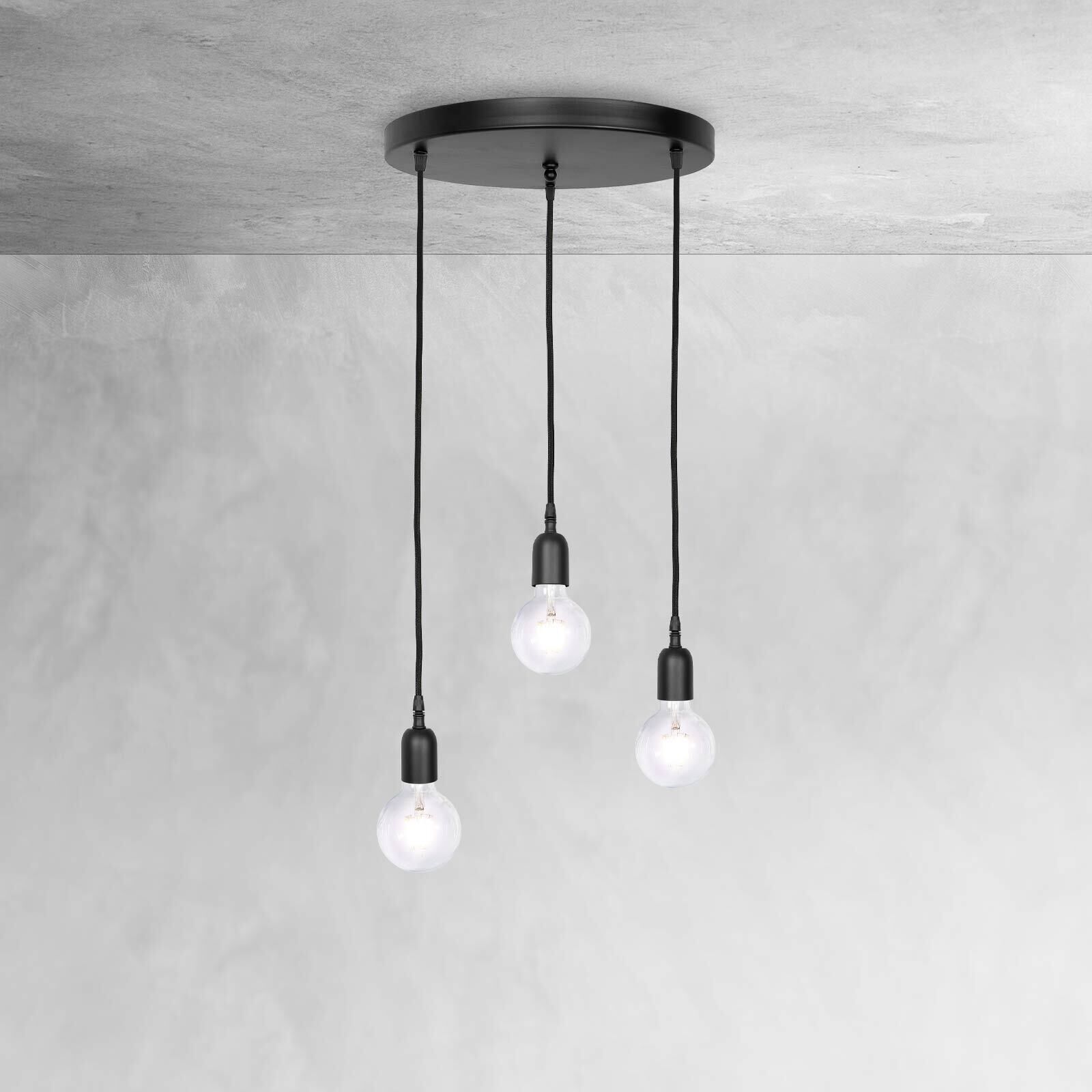 Suspension Ø 40 cm 3-flamme E27 noir mat réglable